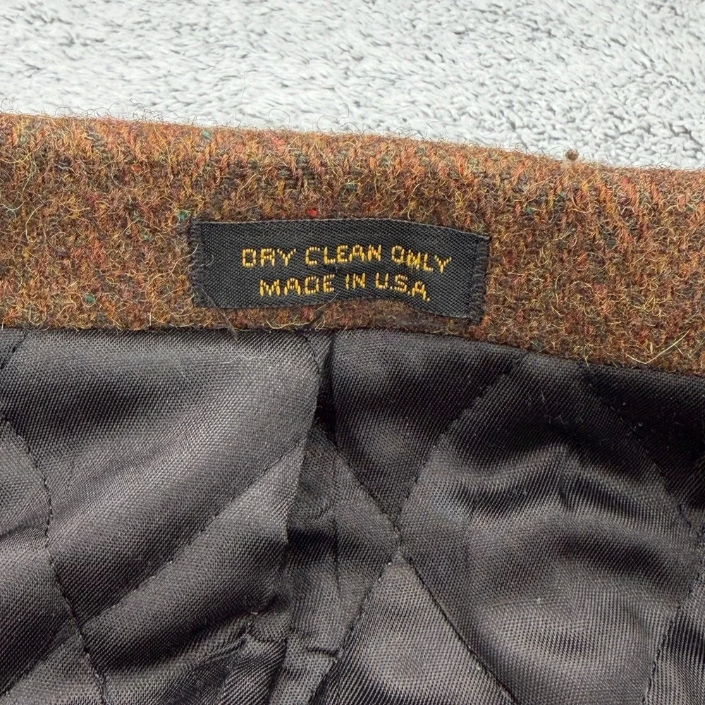 Vintage LL Bean Sport Coat Men 44 Tall Brown Herringbone Tweed Wool Blend Blazer
